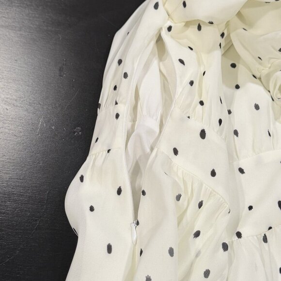 Anthropologie OPT Milkmaid Cream Black Polka Dot Dress Womens Small - Picture 7 of 13